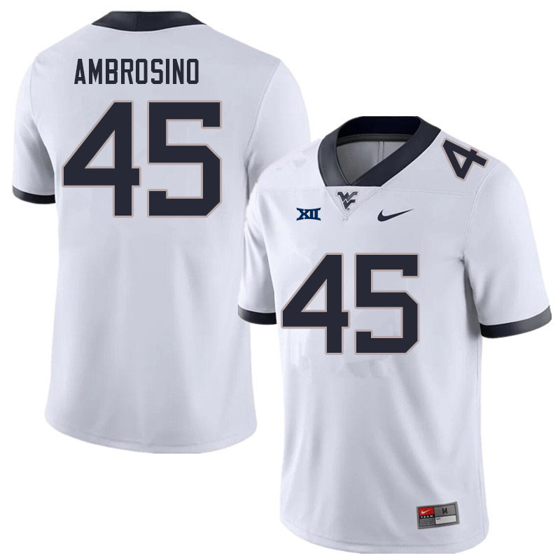 NCAA Men's Derek Ambrosino West Virginia Mountaineers White #45 Nike Stitched Football College Authentic Jersey VK23S78SR